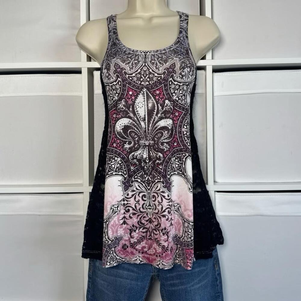 Y2K Vintage Love J Lace Bling Tank Top